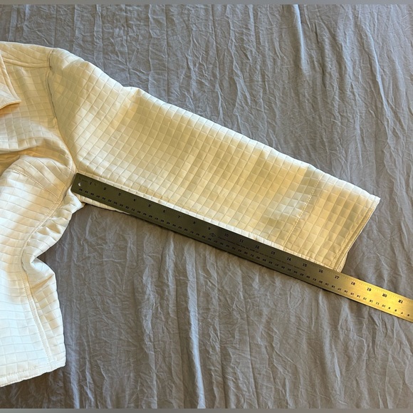 Quilted White Blazer Lined Harve Benard, women’s size 16W Long Sleeve Fold Cuff - Picture 2 of 13